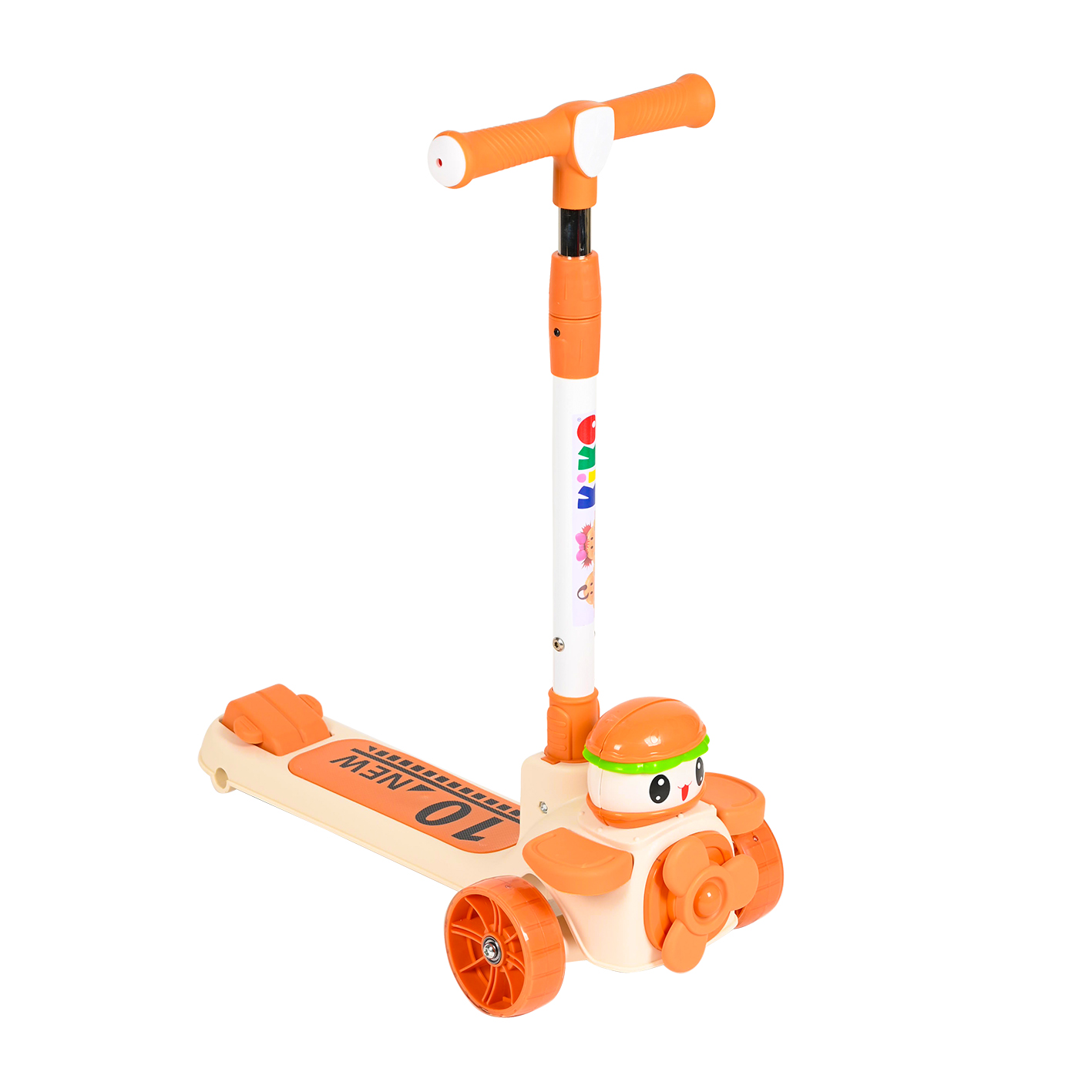 1711-orange Kiko Bear Scooter with lights and music - Image 1